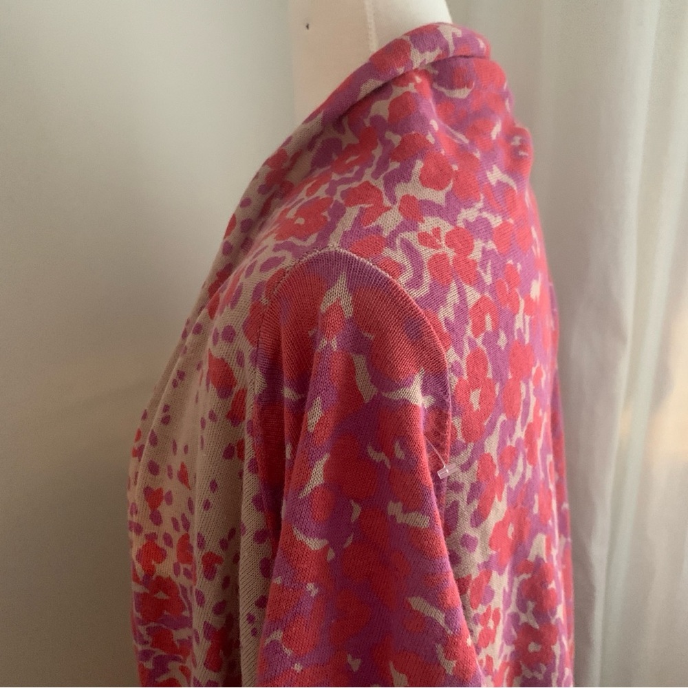 Jessica London Chic Red and Beige Patterned Shawl Cardigan Sweater Size 18-20 - Picture 6 of 10